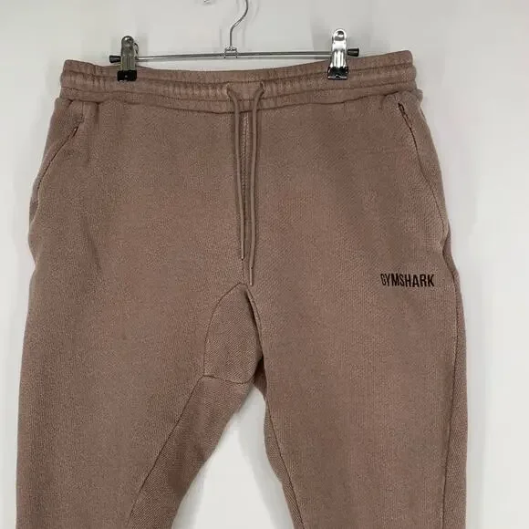 Gymshark Women Jogger M Brown Thick Plush Drawstring Sweatpants Winter 25" - Picture 2 of 9